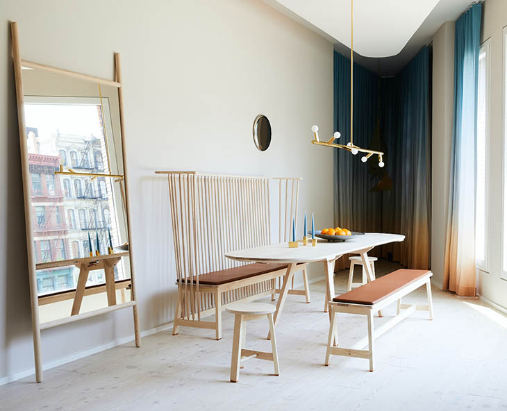 modern living room featuring a collection of de la espada furniture