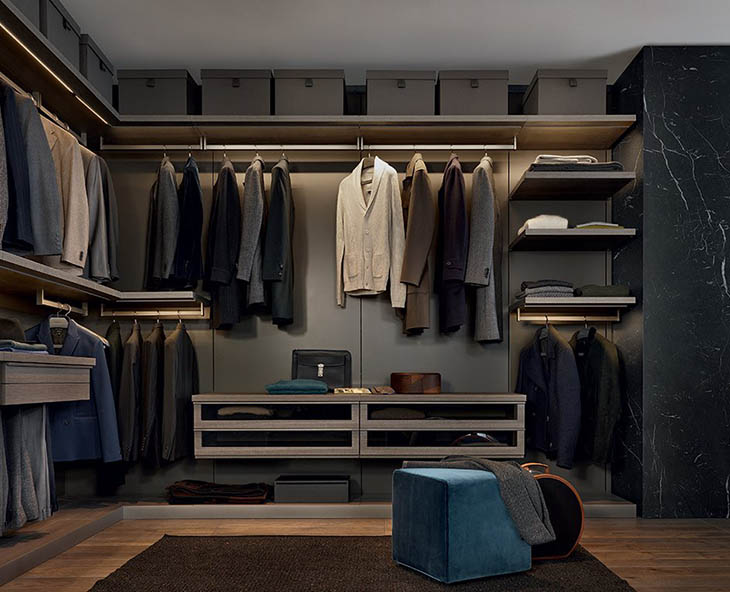 walk-in closet featuring poliform ubik closet system