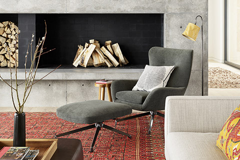 living room at the hale lodge residence in jackson wyoming featuring modern furniture from studio como