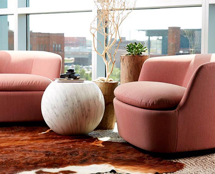 cappellini orla armchairs in soft pink