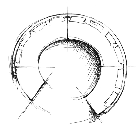 sketch of a curved minotti daniels sofa