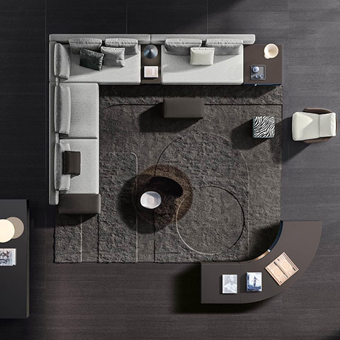 bird's eye view of a minotti daniels sofa arrangement