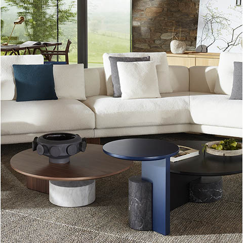 modern living room featuring a cassina sengu sofa