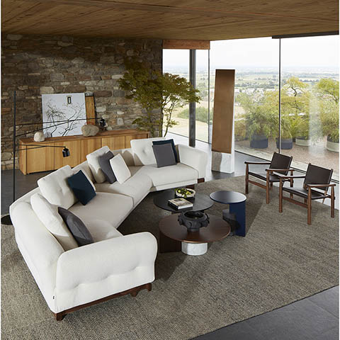modern living room featuring a cassina sengu sofa