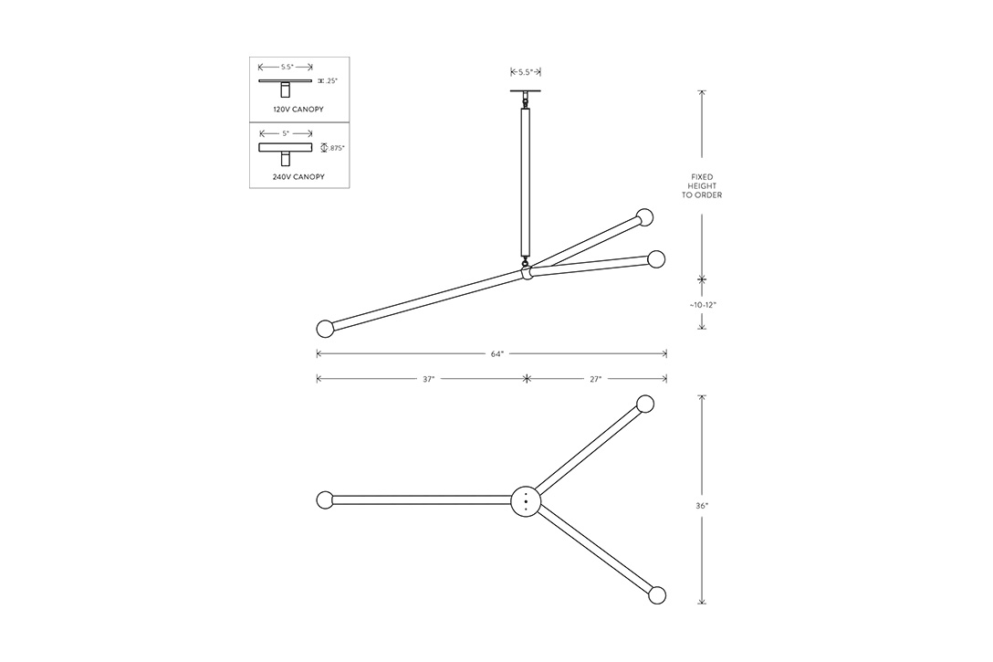 line drawing and dimensions for apparatus arrow pendant large