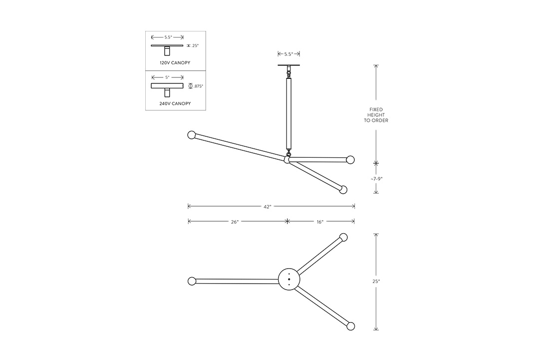 line drawing and dimensions for apparatus arrow pendant small