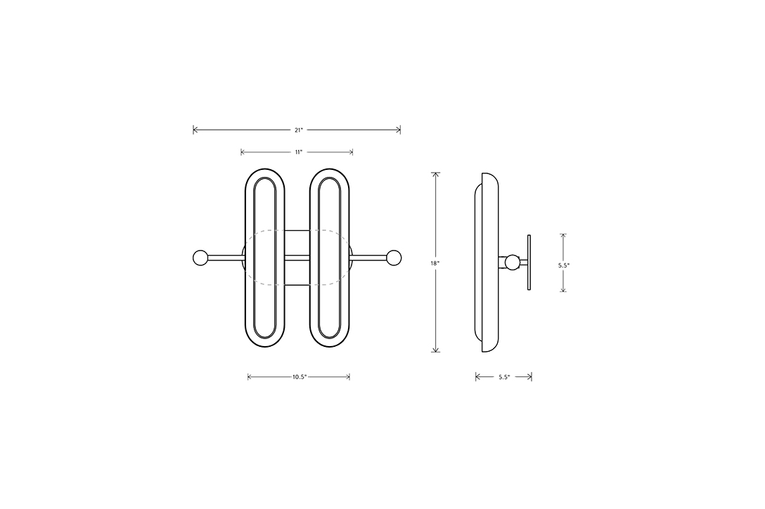 line drawing and dimensions for an apparatus circuit 2 wall ceiling light