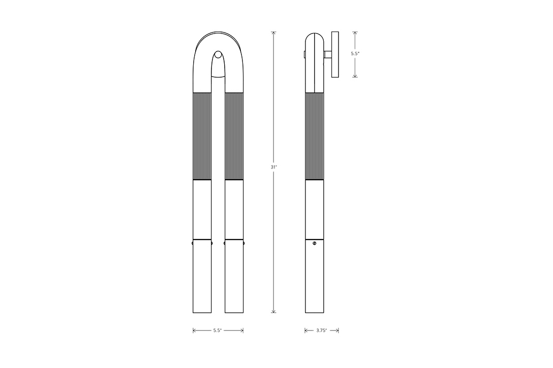 line drawing and dimensions for apparatus horsehair sconce