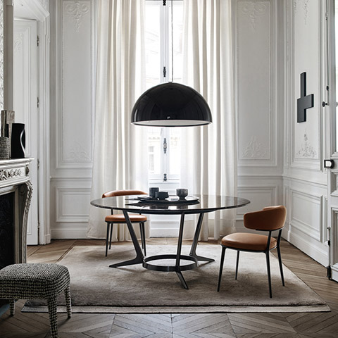 historic dining room featuring b&b italia caratos chairs