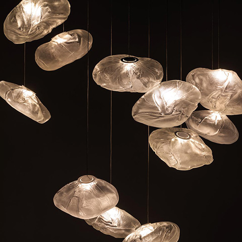 bocci 73 pendant lights on a black background