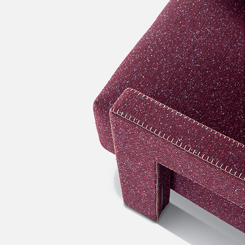 close up of cassina utrecht armchair with blanket stitch