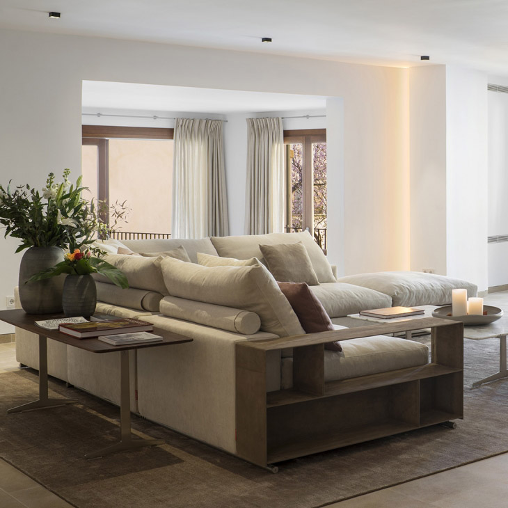 modern living room featuring a flexform groundpiece sofa