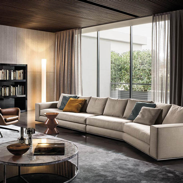 modern living room featuring minotti hamilton sofa
