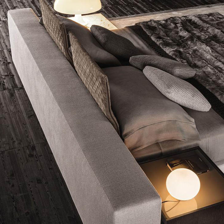 modern bedroom featuring minotti yang bed