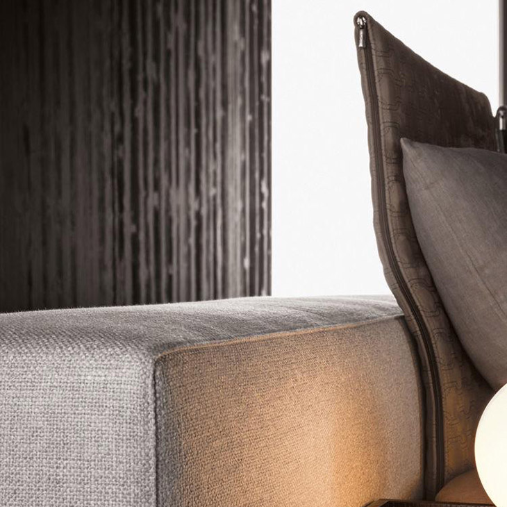close up of headrests on minotti yang bed