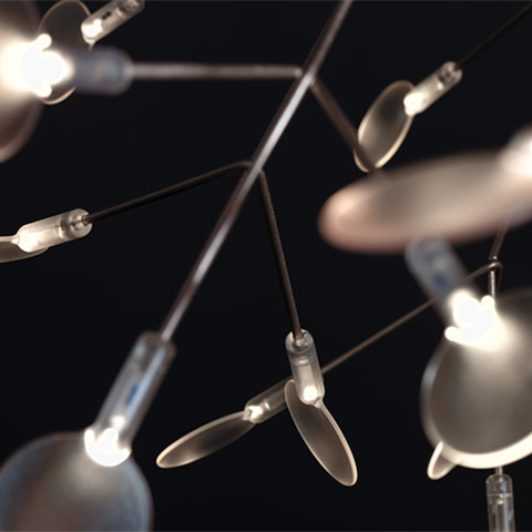 close up of moooi heracleum II suspended pendant light