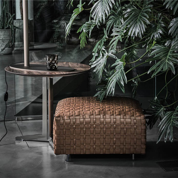 flexform bangkok ottoman and fly side table in situ