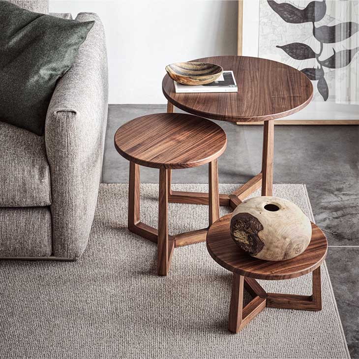 modern living room featuring three flexform jiff side tables