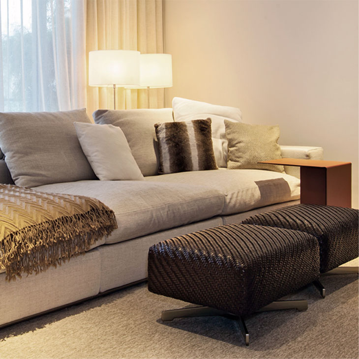 modern living room featuring a flexform plain side table