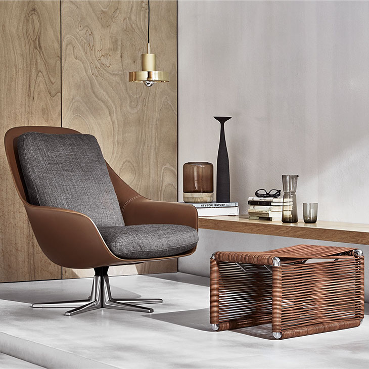 flexform sveva armchair and tindari ottoman in situ