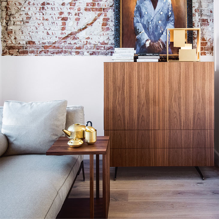modern living room featuring a flexform vienna side table