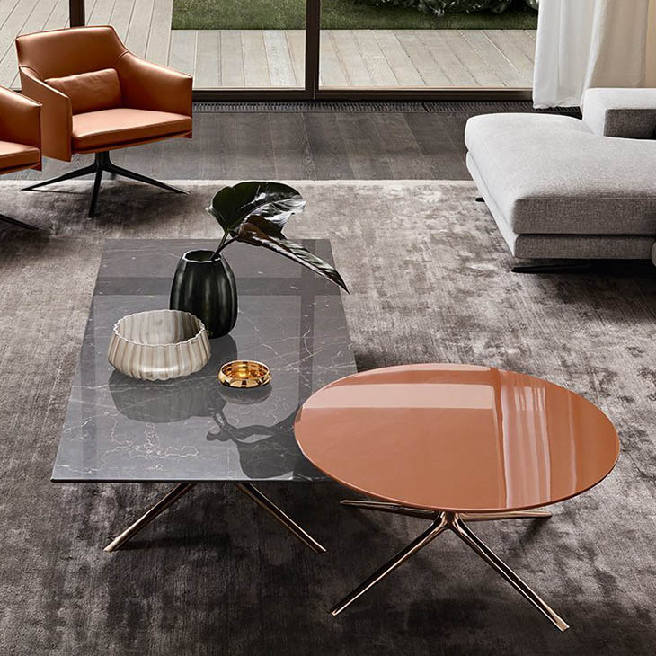 two poliform mondrian tables in situ