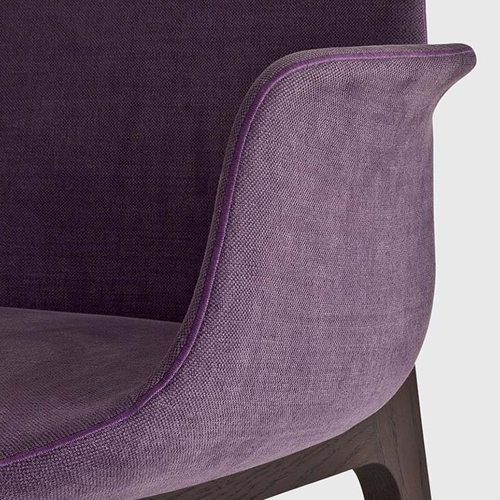 stitching detail on a poliform ventura dining arm chair