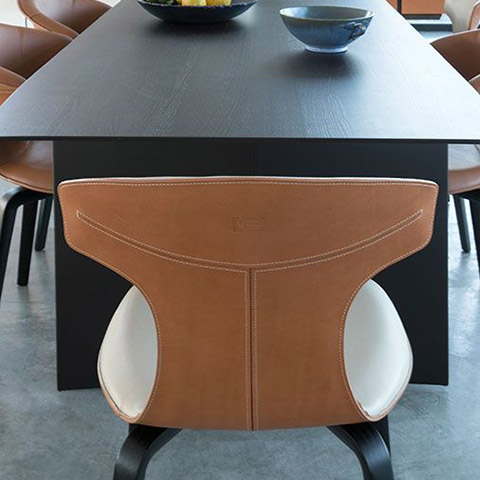 poltrona frau montera dining chairs in situ