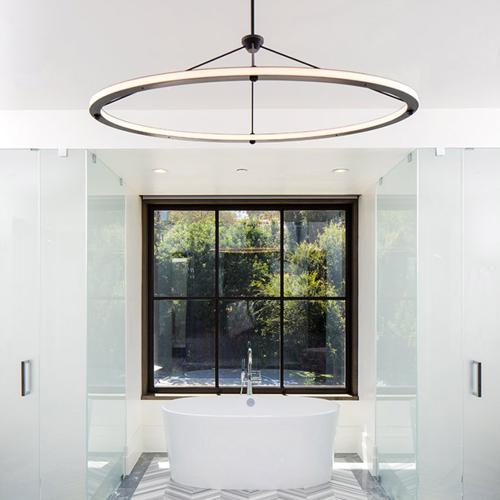 roll & hill halo oval pendant in situ