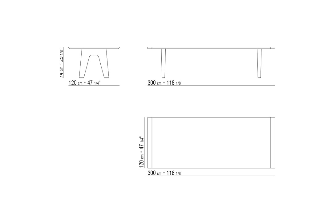 line drawing for a flexform monreale dining table