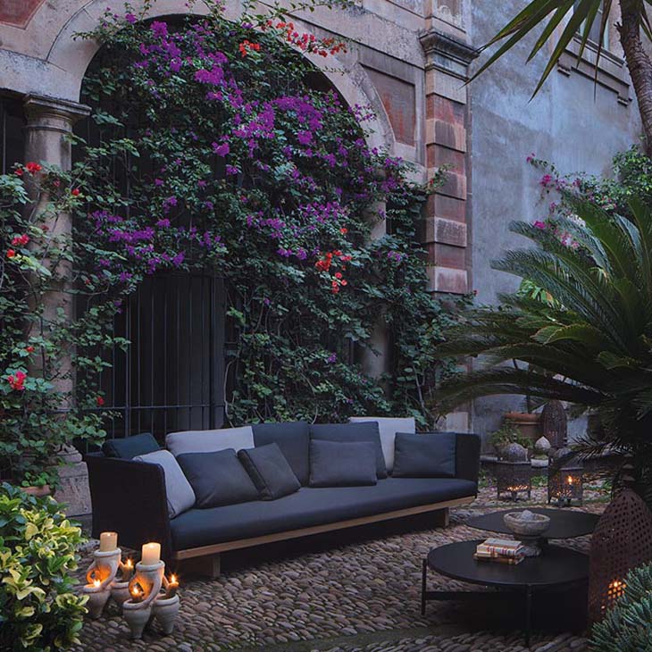 paola lenti sabi outdoor sofa in situ