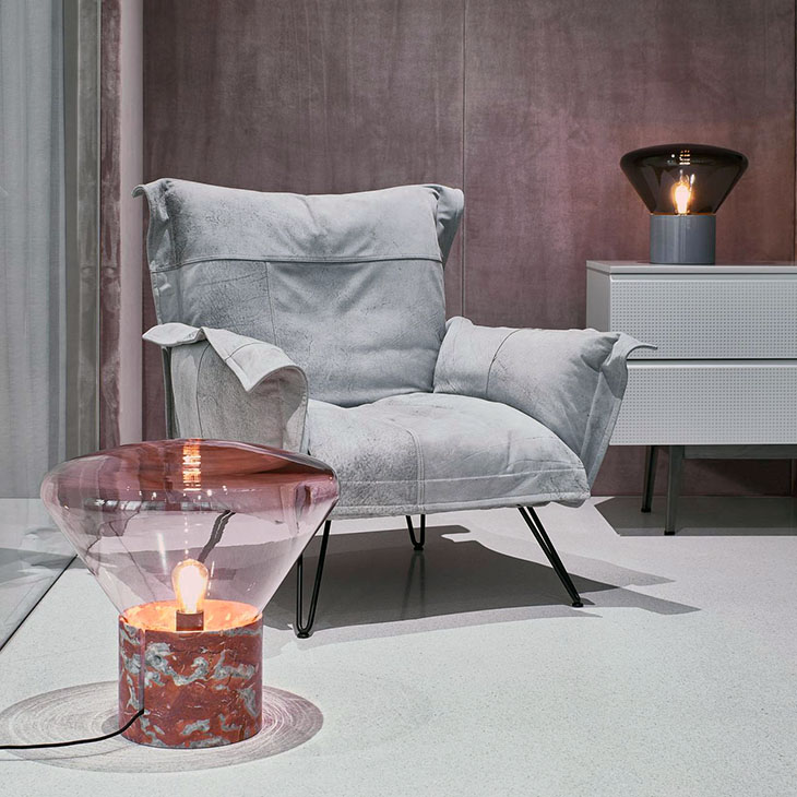 brokis muffins table lamp and floor lamp in situ