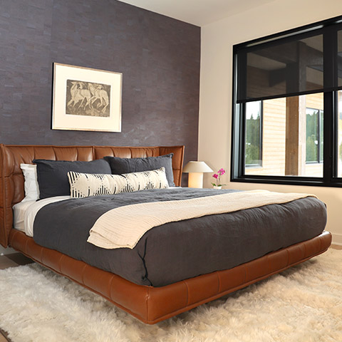 mountain modern bedroom featuring smart home technology at 232 lake lodge moonlight basin big sky, mt