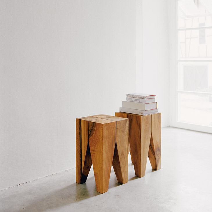 two e15 backenzahn side tables in situ
