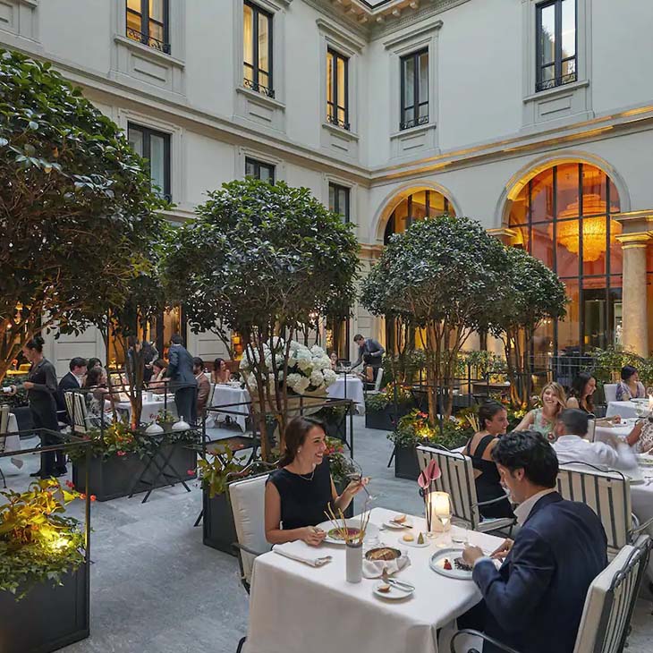 courtyard at seta fine dining in milan
