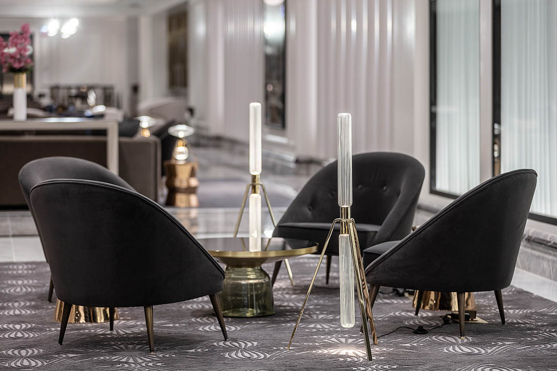 lasvit cipher floor lamps at four seasons hotel chicago