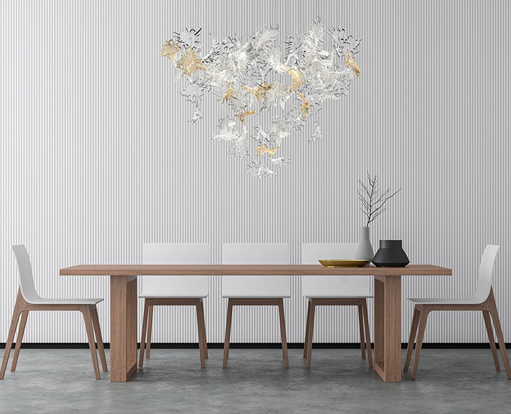 lasvit dancing leaves pendant in a modern dining room