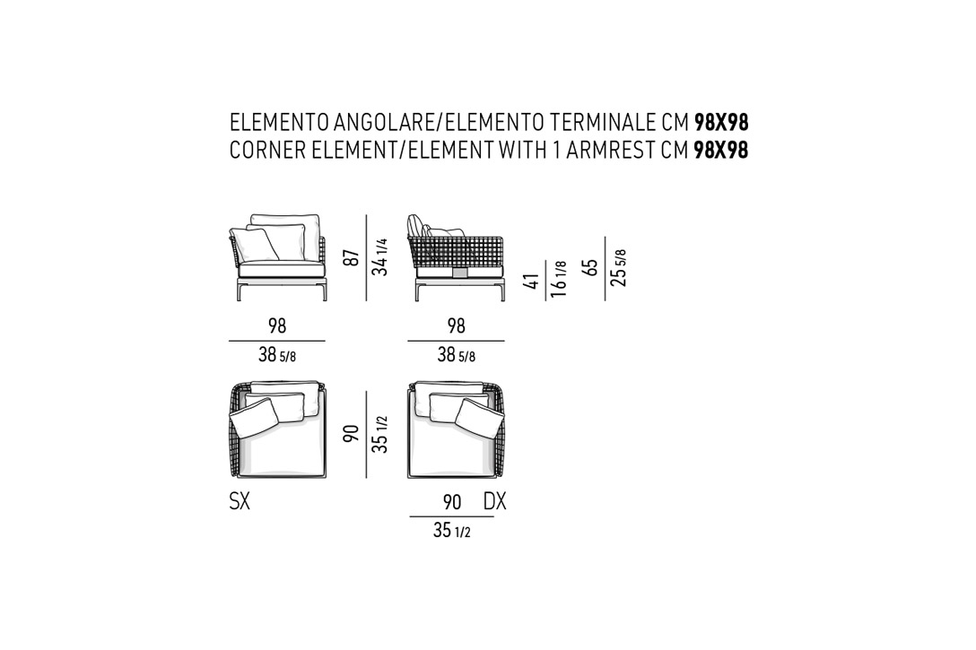 line drawing of a minotti patio outdoor armchair