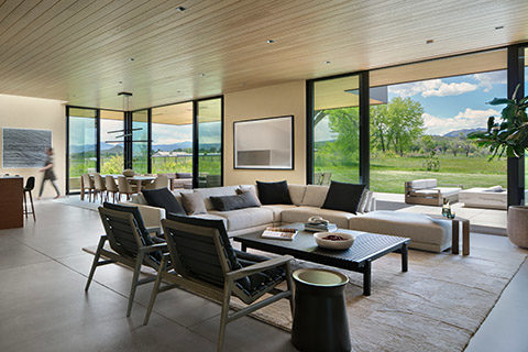 poliform bristol sofa and ipanema chairs at 63rd street ranch in boulder co