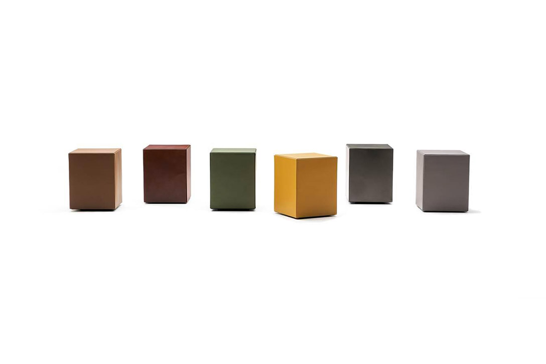 minotti solid saddle-hide side tables