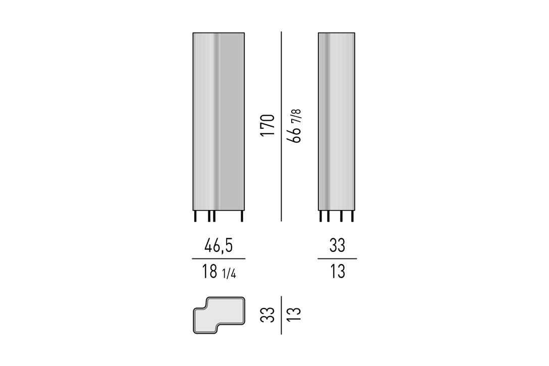 line drawing and dimensions for a minotti blanche floor lamp