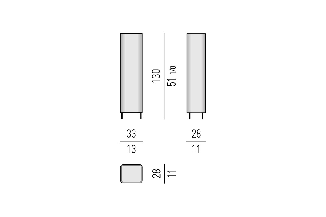 line drawing and dimensions for a minotti blanche floor lamp