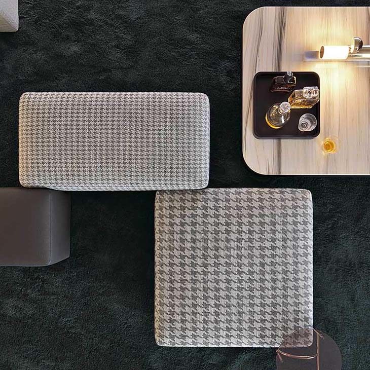 minotti damier ottomans in situ