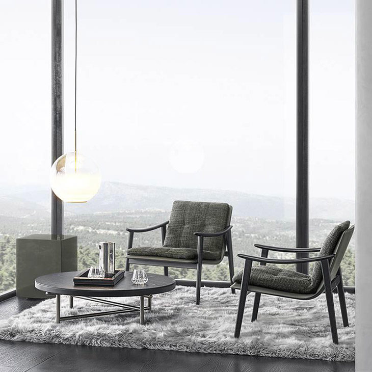 minotti fynn armchairs in situ