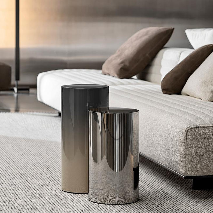 minotti pilotis side tables in situ