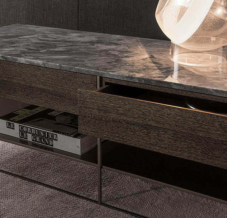 minotti calder bronze console table in situ