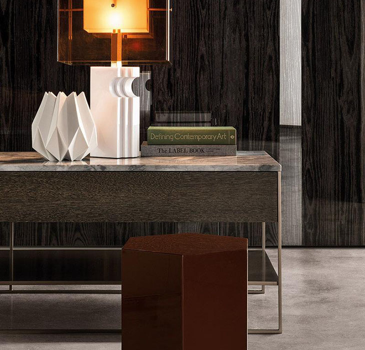 minotti calder bronze console table in situ