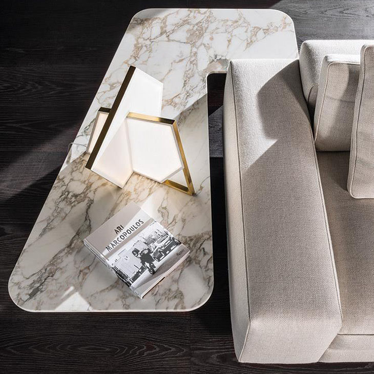 minotti song corner console table in situ