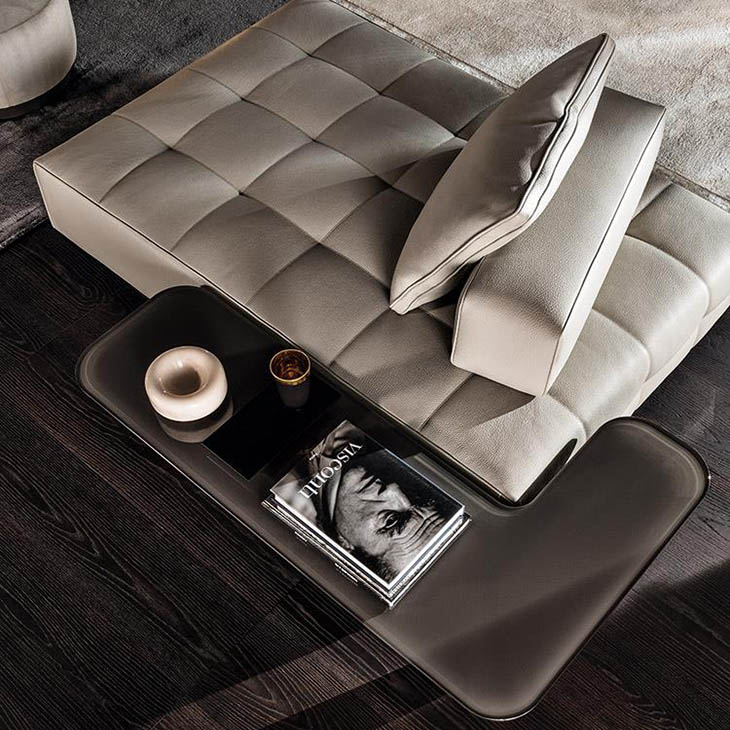 minotti song corner console table in situ