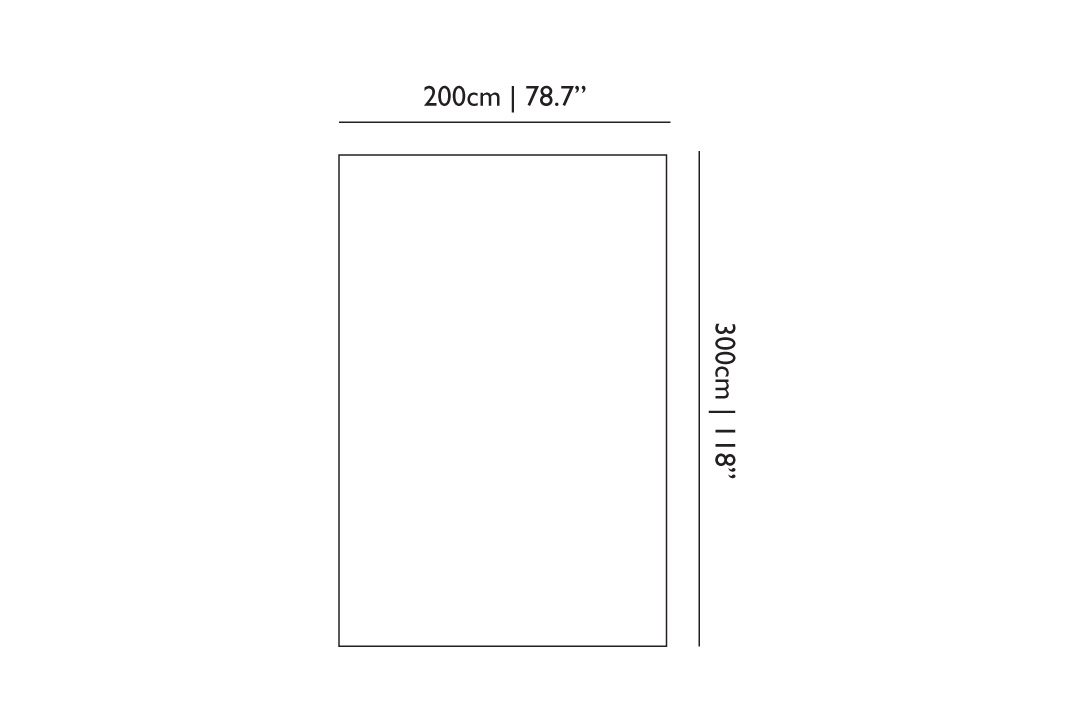 line drawing and dimensions for a moooi walking on clouds rug
